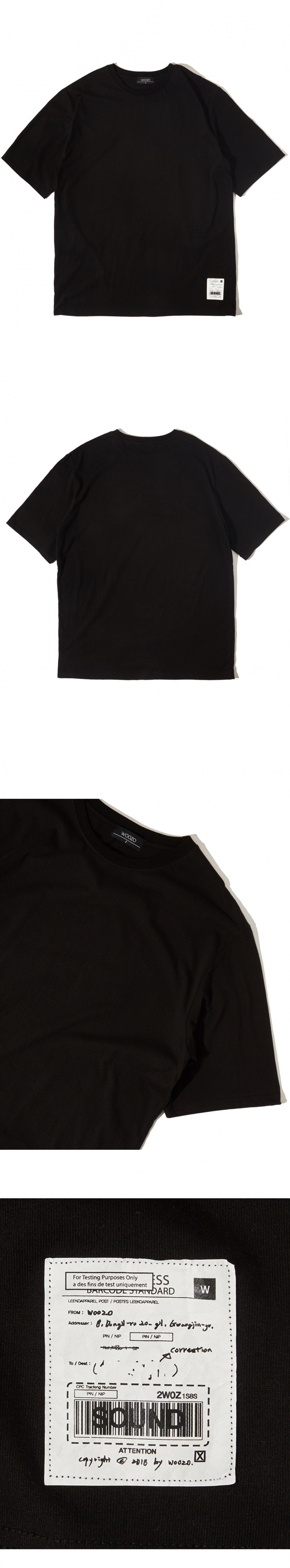 우조(WOOZO) 18 SS 39 오버핏 코튼 반팔티(black)