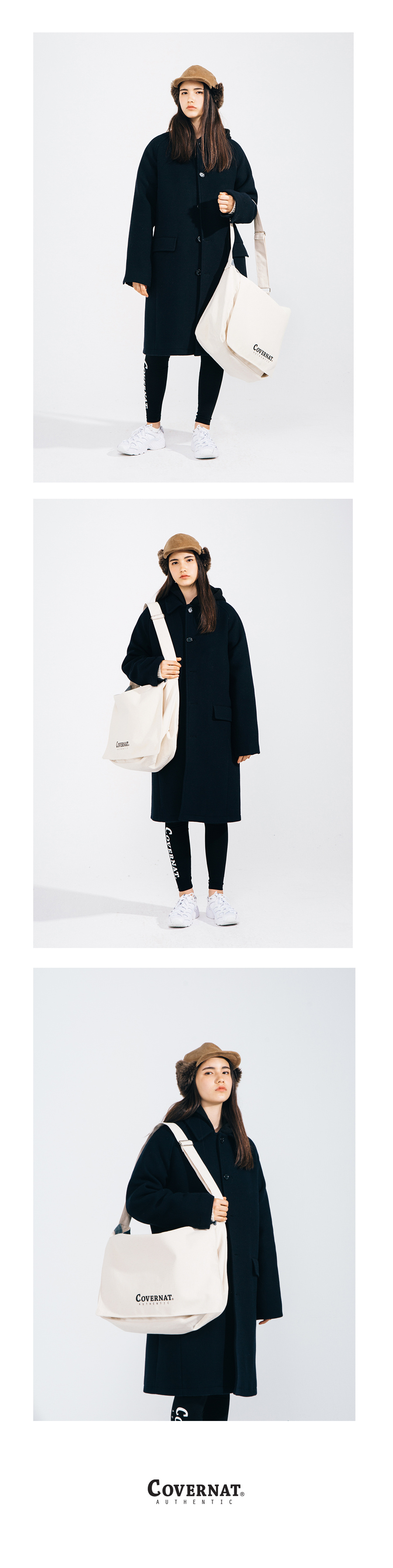 커버낫(COVERNAT) AUTHENTIC LOGO MAIL BAG IVORY