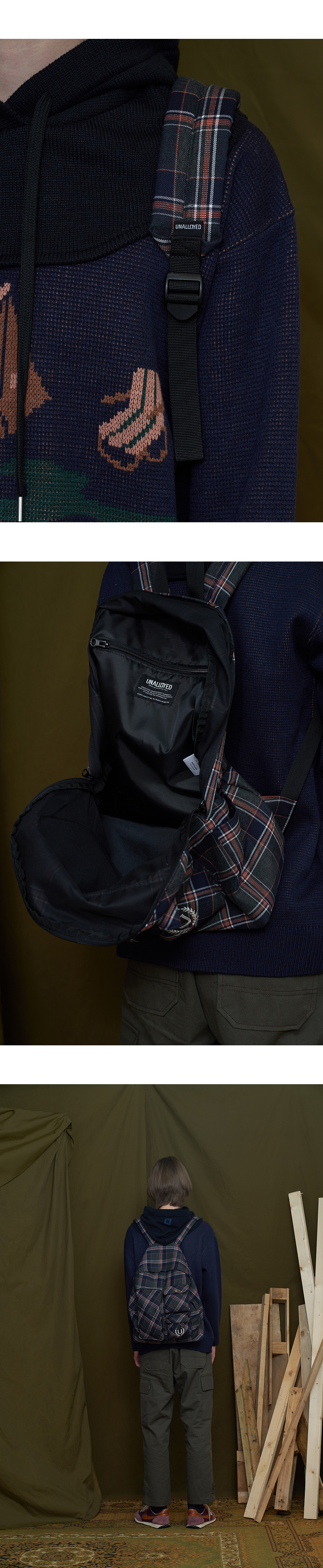어널로이드(UNALLOYED) 멀티 백팩 / 체크
