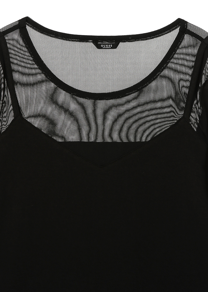 게스(GUESS) 여성 매쉬배색 긴팔