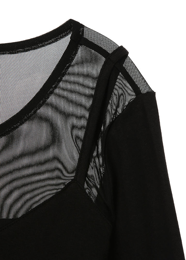 게스(GUESS) 여성 매쉬배색 긴팔