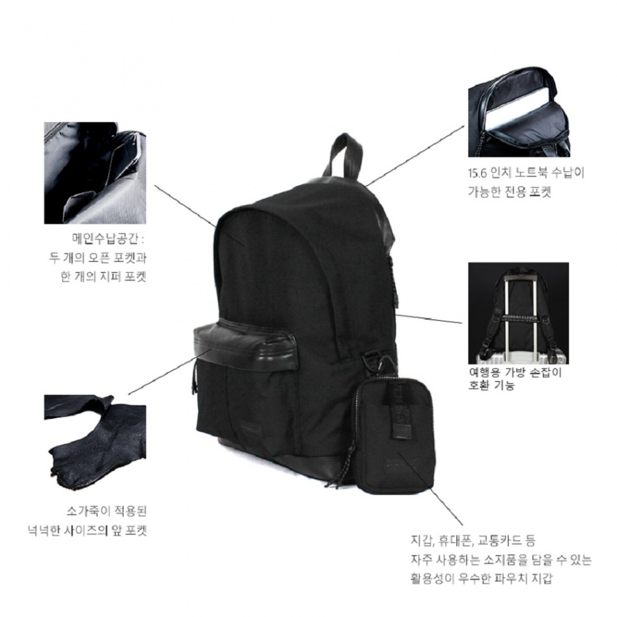 세러데이일레븐(SATURDAY ELEVEN) 리프라퍼 백팩 블랙/화이트