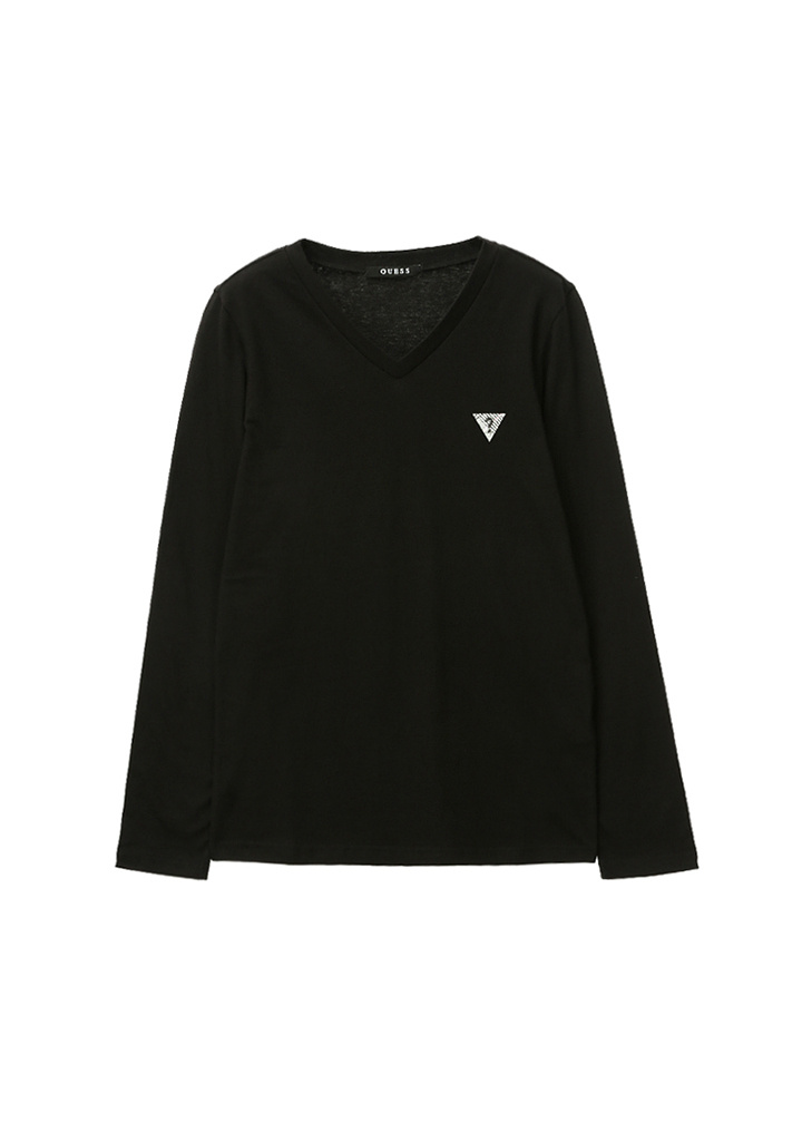 게스(GUESS) 여성 기획 글렌체크 미니 ▽ V넥 긴팔티셔츠