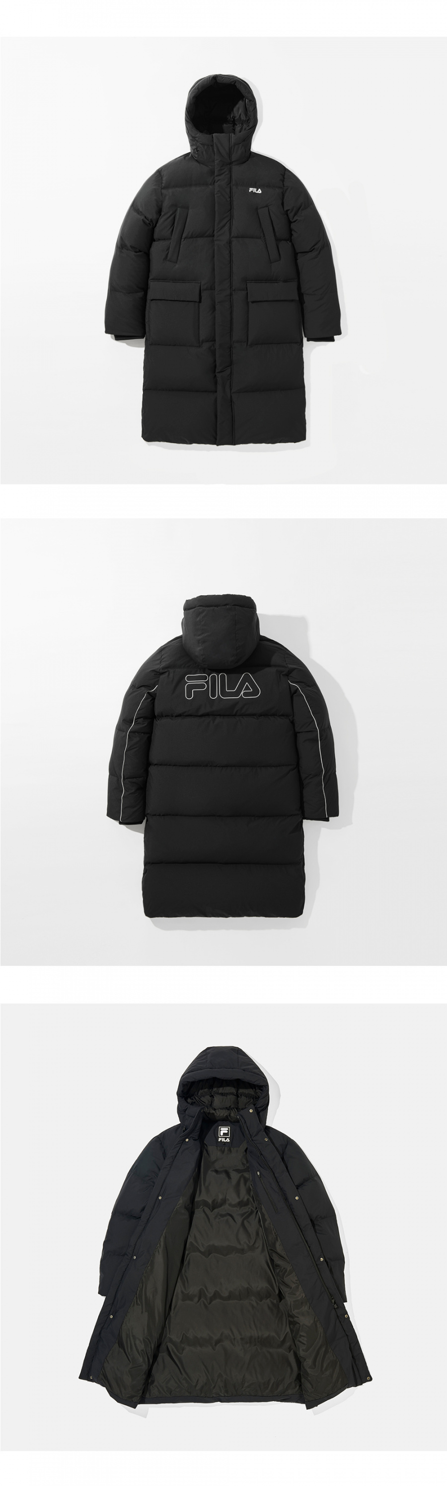 휠라(FILA) 3D 롱다운 점퍼 (FE2DJA6104XBLK)
