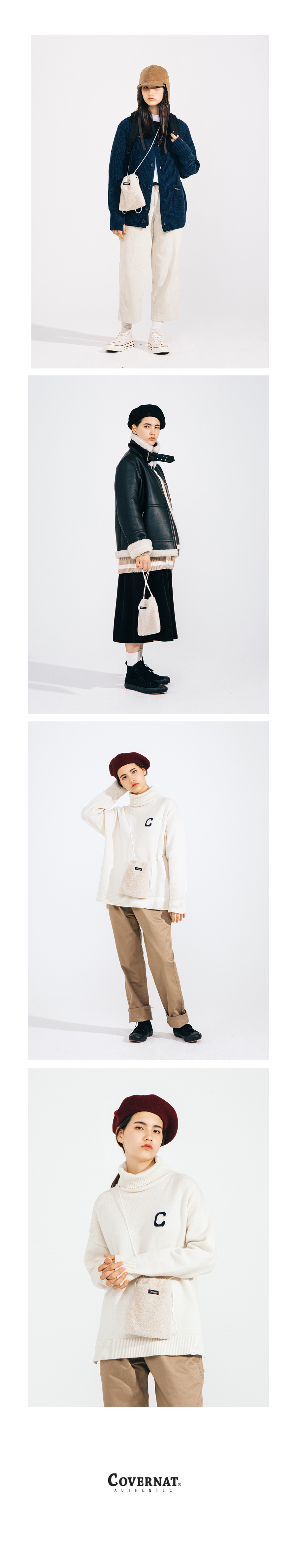 커버낫(COVERNAT) AUTHENTIC LOGO BOA POUCH IVORY