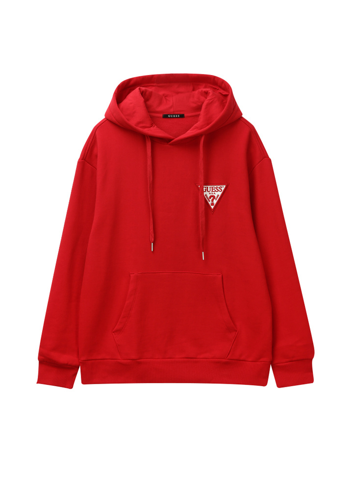 게스(GUESS) 남녀공용 사선와펜 세미오버핏 후드 풀오버