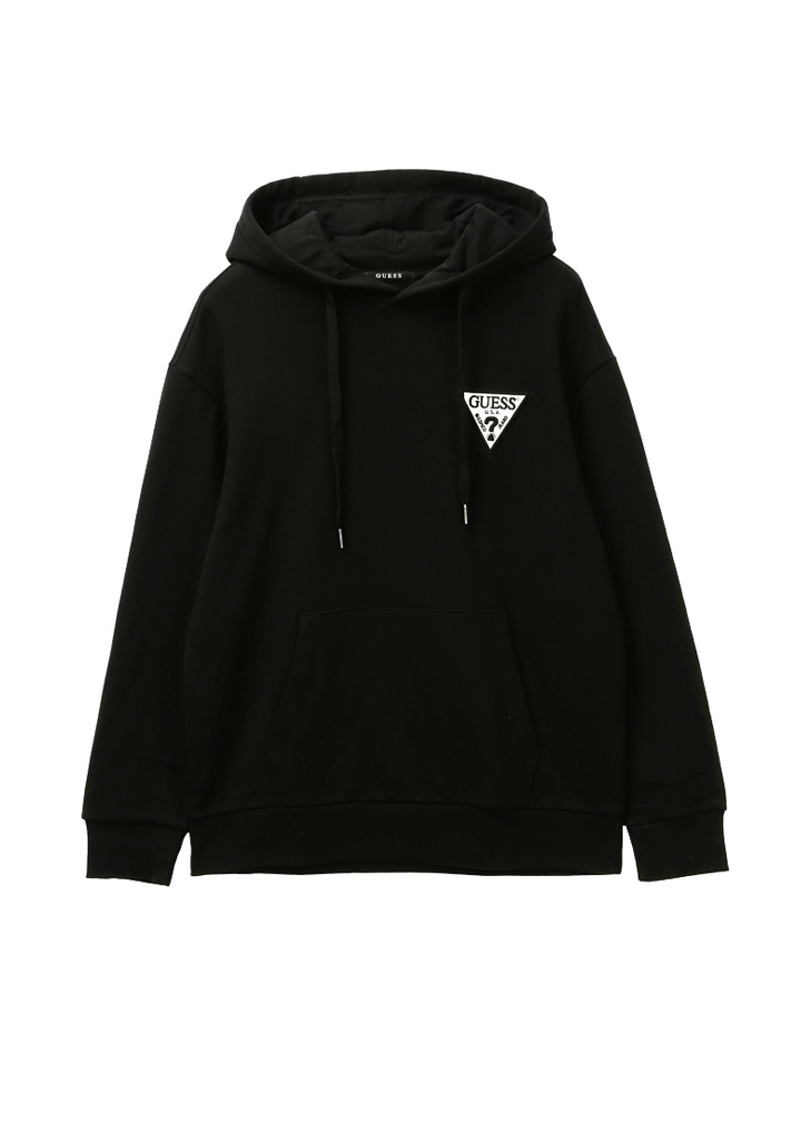 게스(GUESS) 남녀공용 사선와펜 세미오버핏 후드 풀오버