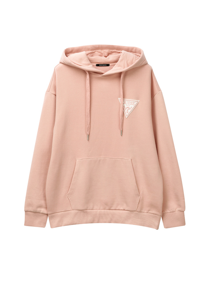 게스(GUESS) 남녀공용 사선와펜 세미오버핏 후드 풀오버