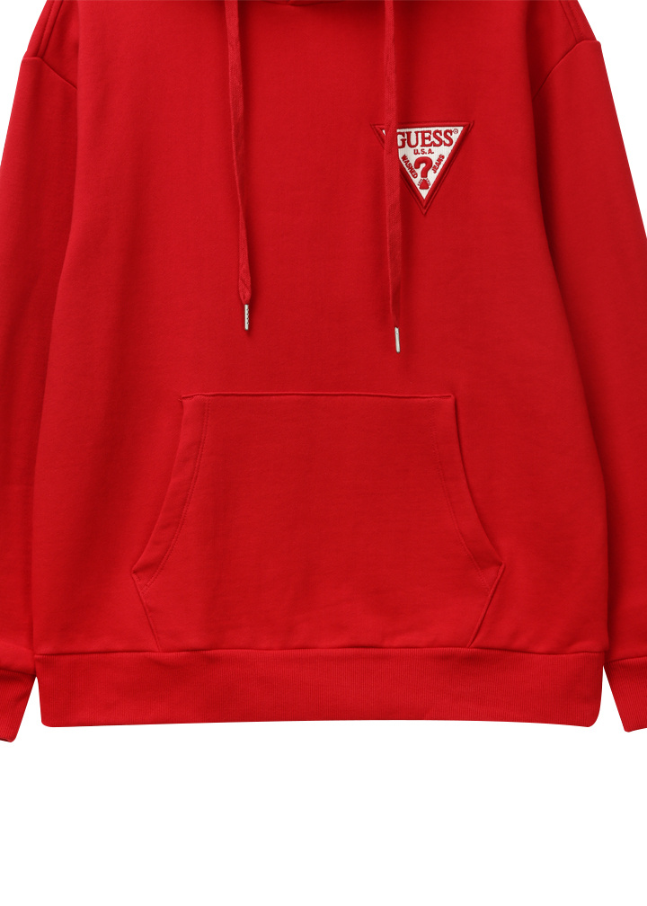 게스(GUESS) 남녀공용 사선와펜 세미오버핏 후드 풀오버