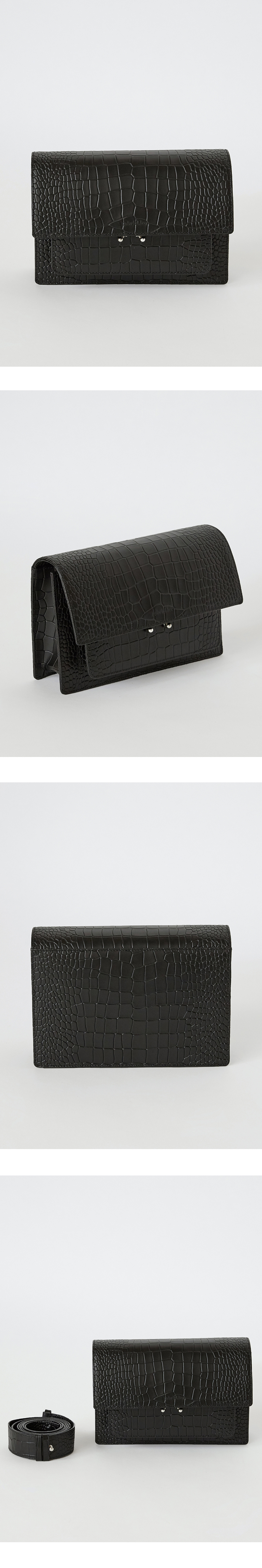 가브리엘리(GABRIELLEE) 18FW ALLIGATOR-EMBOSSED LEATHER BAG - BLACK