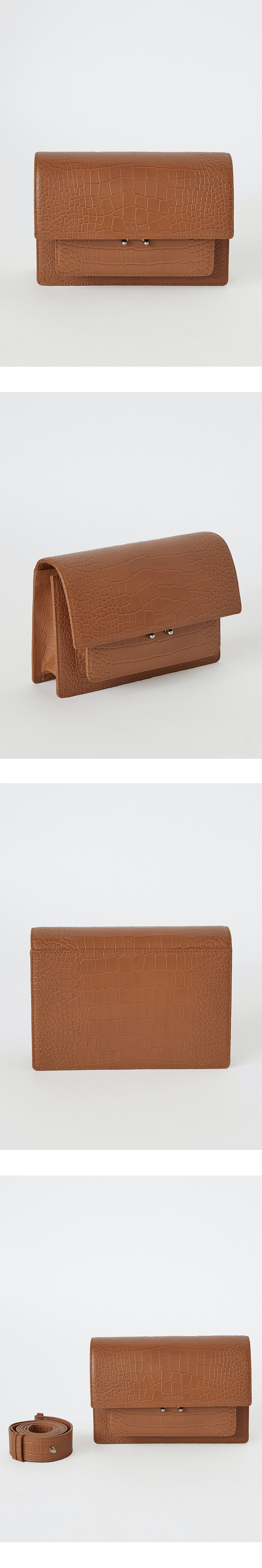 가브리엘리(GABRIELLEE) 18FW ALLIGATOR-EMBOSSED LEATHER BAG - BROWN