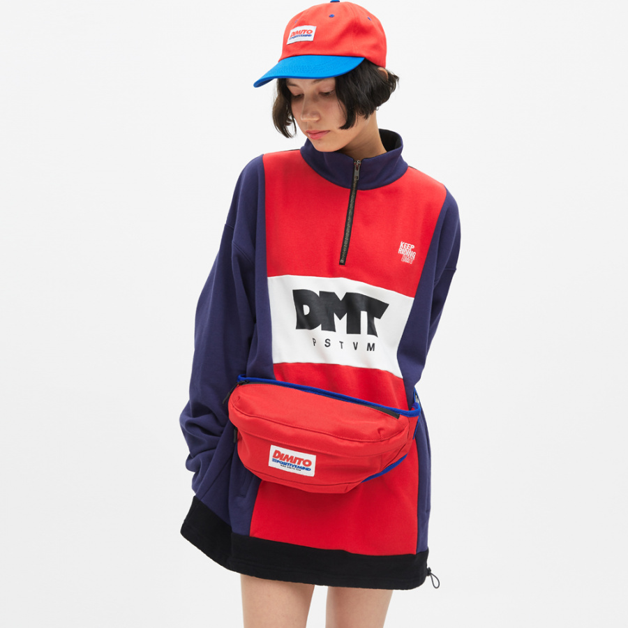 디엠티_피에스티브이엠(DMT_PSTVM) LOGO TAPE WAIST BAG RED