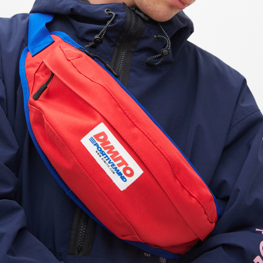 디엠티_피에스티브이엠(DMT_PSTVM) LOGO TAPE WAIST BAG RED
