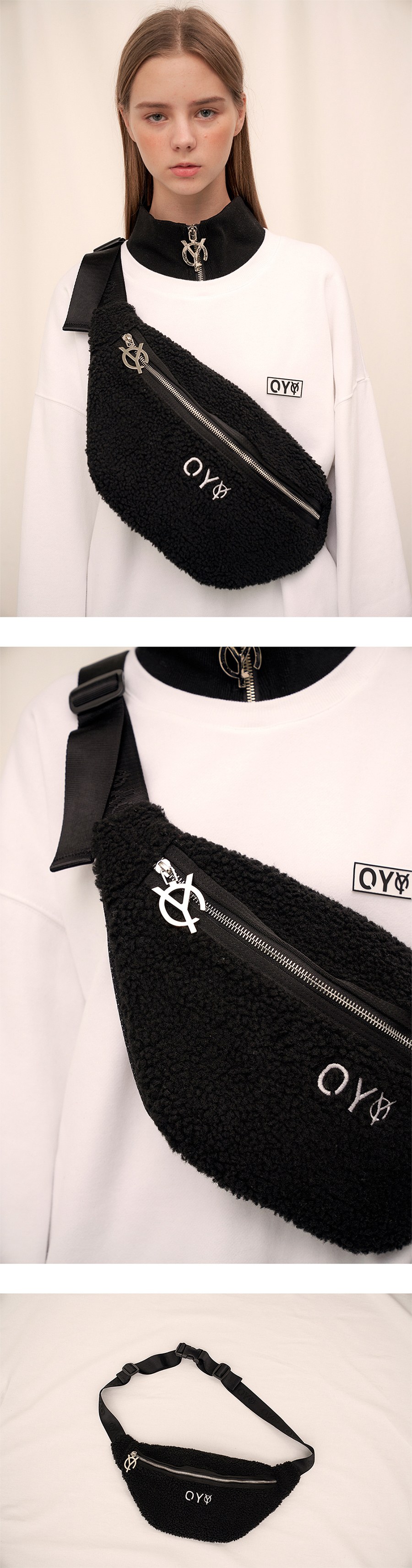 오와이(OY) FLEECE BODY BAG - BK