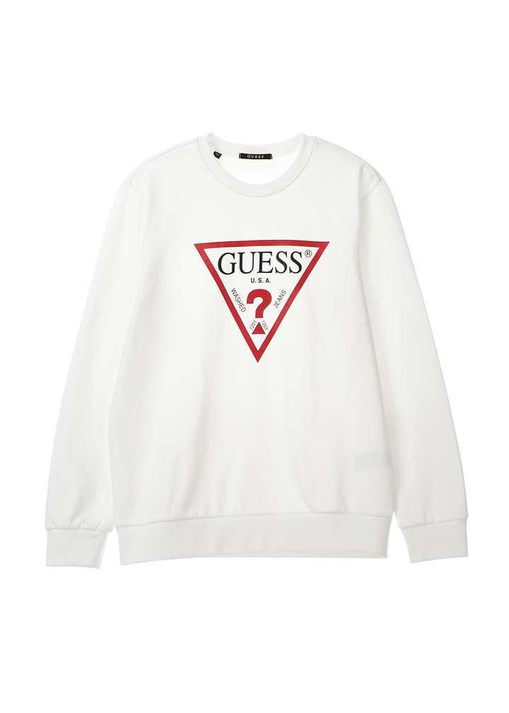 게스(GUESS) 남성 게스 삼각 오리지널 프린트 맨투맨