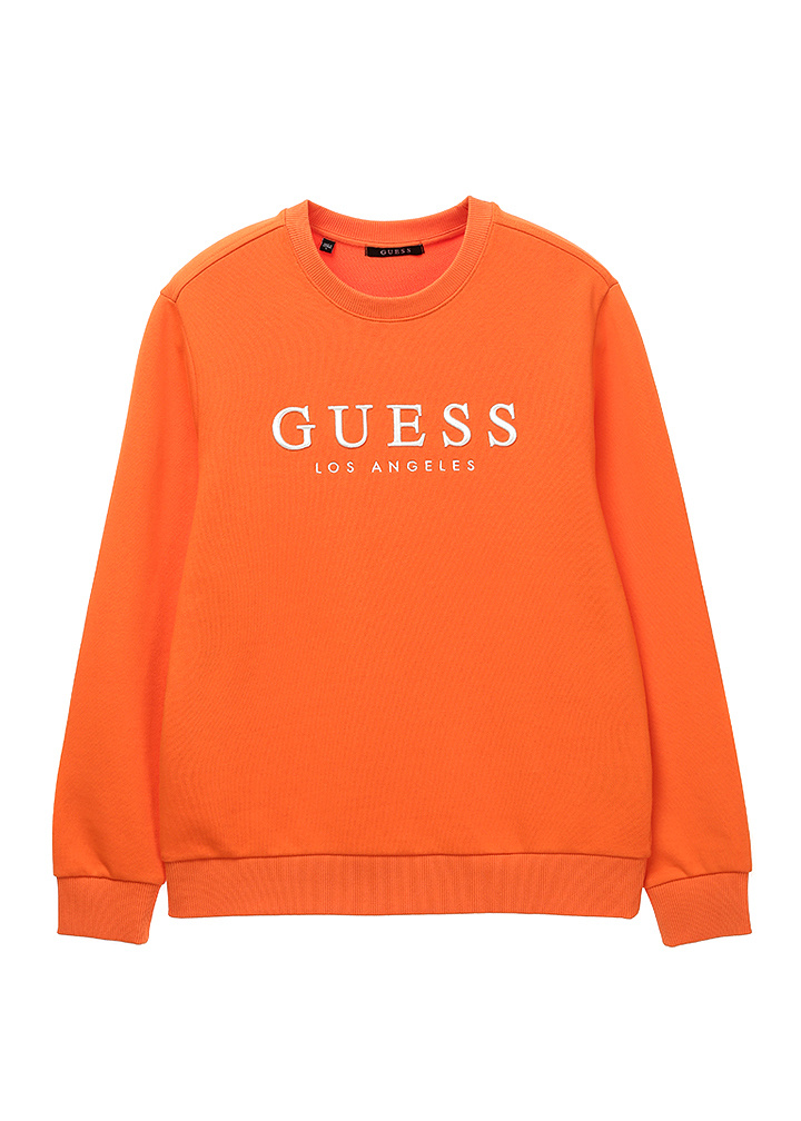 게스(GUESS) [19SS상품]남녀공용 게스로고 고무자수 맨투맨