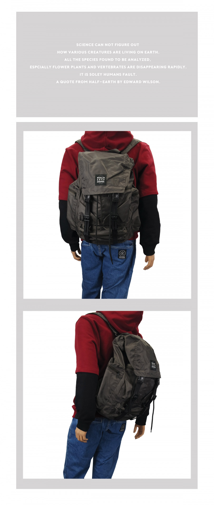 제니멀(ZANIMAL) 울프 그레이 백팩