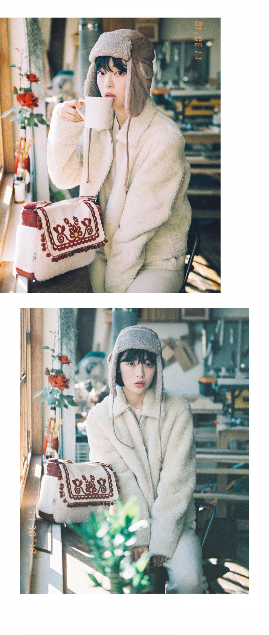 더블쿼츠(DOUBLE QUOTES) 시칠리 부클 백 (와인)