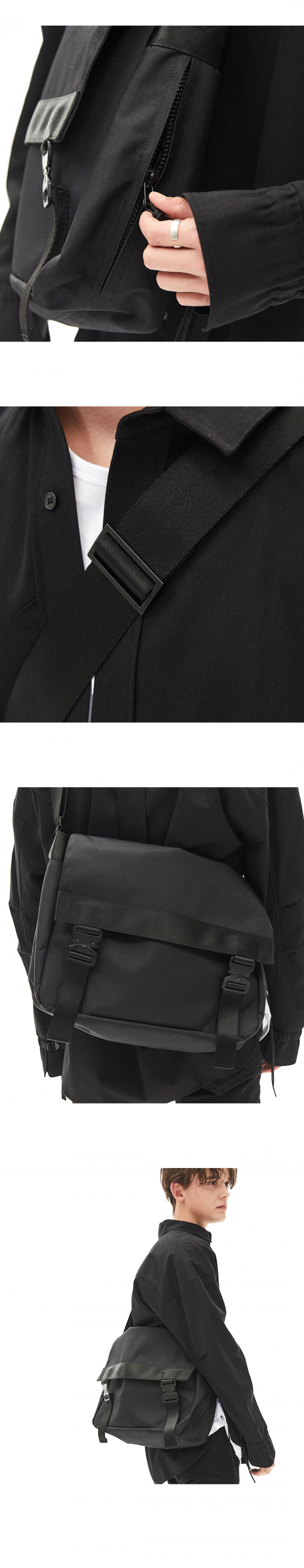 메종미네드(MAISON MINED) TWO BUCKLE MESSENGER BAG