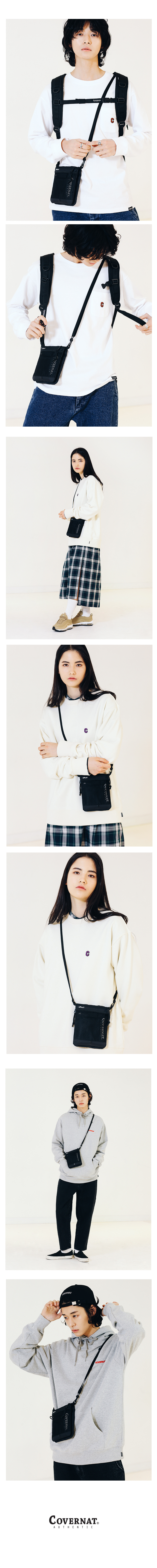 커버낫(COVERNAT) AUTHENTIC LOGO 2WAY SACOCHE BAG BLACK