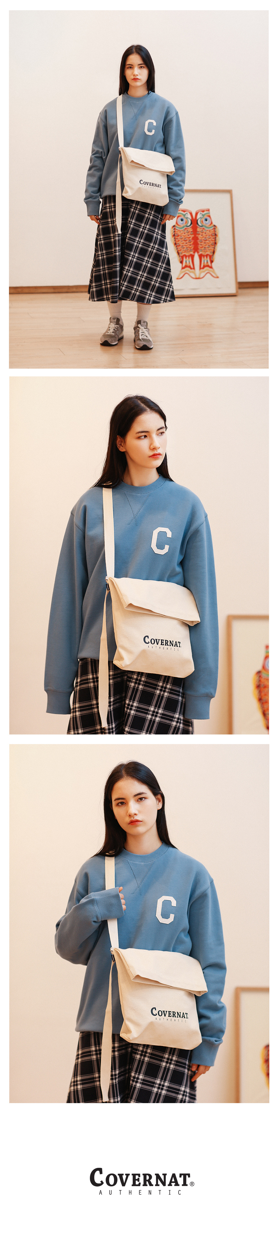 커버낫(COVERNAT) AUTENTIC LOGO FLAP SHOULDER BAG WHITE