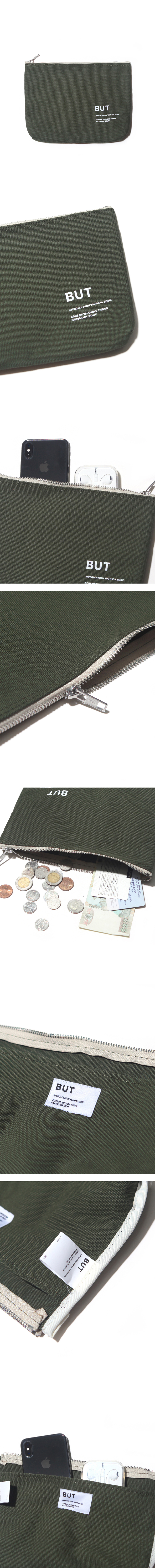 벗딥(BUTDEEP) SIGNATURE LOGO POUCH-OLIVE