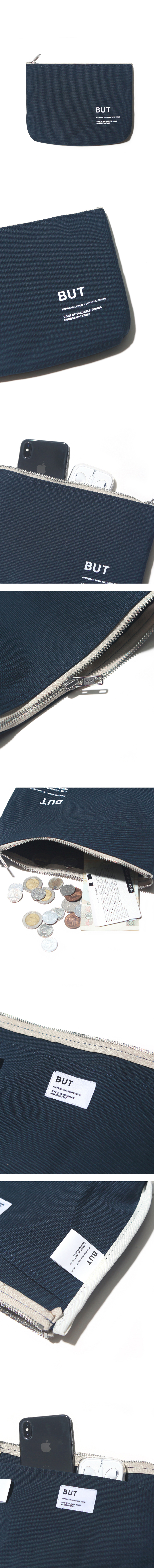 벗딥(BUTDEEP) SIGNATURE LOGO POUCH-LIGHT NAVY
