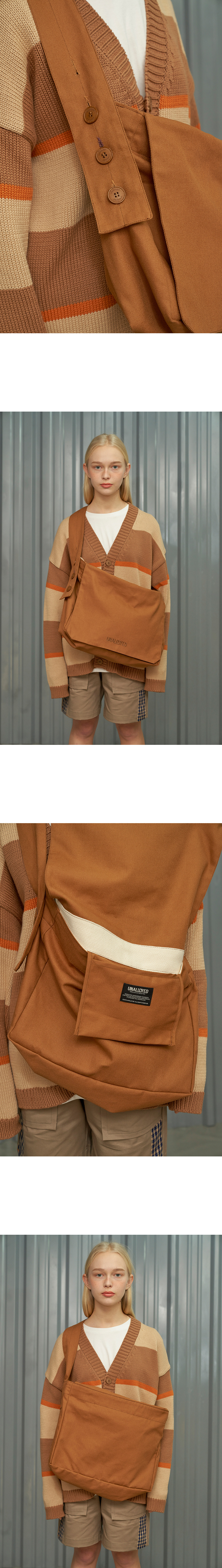 어널로이드(UNALLOYED) 로고 메신저백 / 브라운