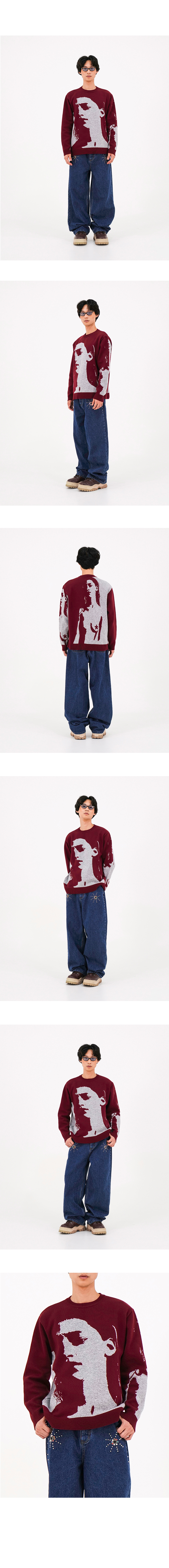 YB Women Graphic Knitwear_Burgundy