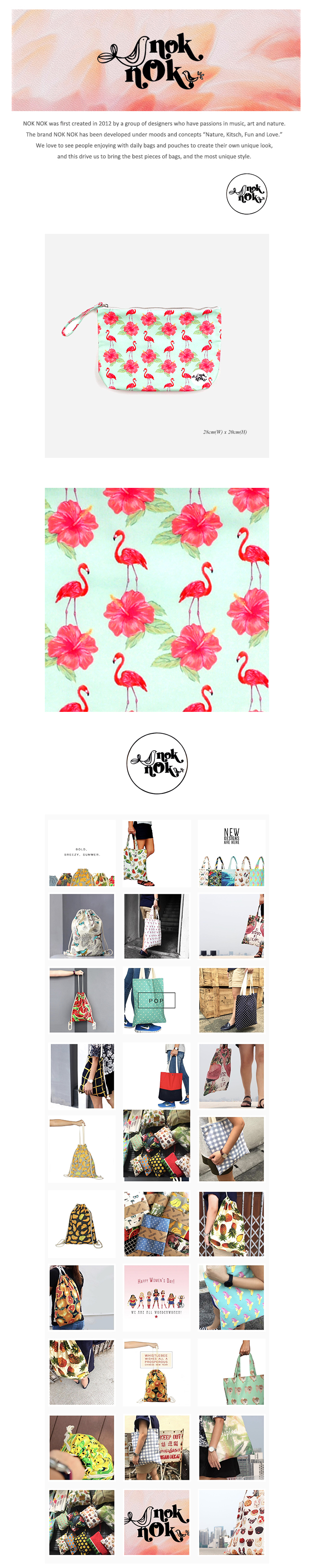 녹녹(NOK NOK) MEDIUM POUCH (PLAMINGO_MINT)