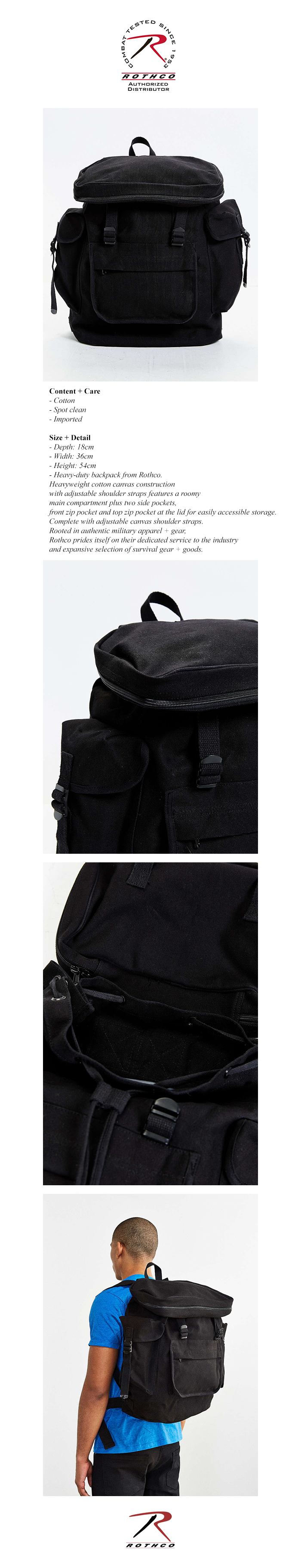 로스코(ROTHCO) [국내배송] 캔버스 유로피언 럭색 (블랙)
