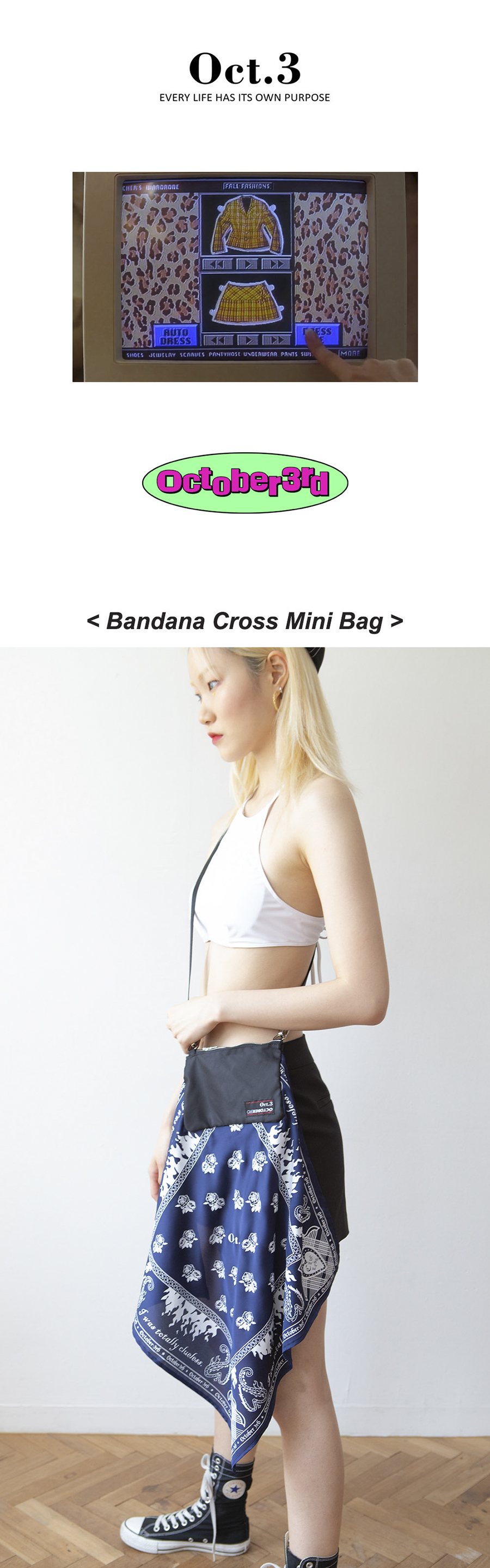 옥토버써드(OCT.3) 반다나 크로스 미니백 [네이비]