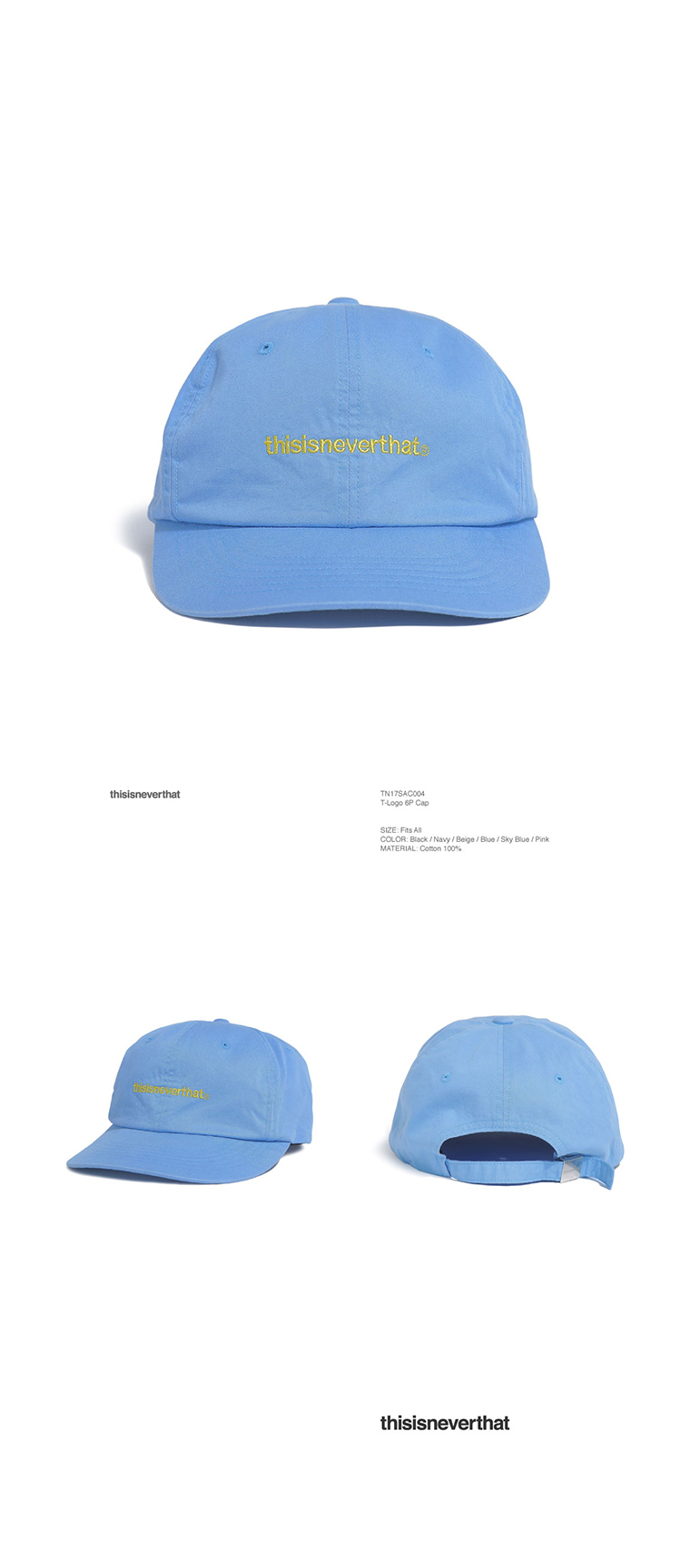 디스이즈네버댓(THISISNEVERTHAT) T-Logo 6P Cap Sky Blue