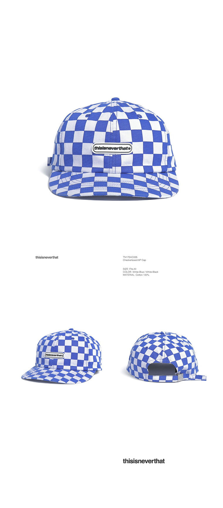 디스이즈네버댓(THISISNEVERTHAT) Checkerboard 6P Cap White/Blue