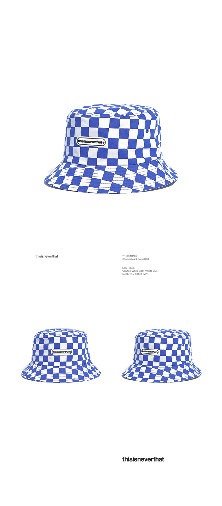 디스이즈네버댓(THISISNEVERTHAT) Checkerboard Bucket hat White/Blue