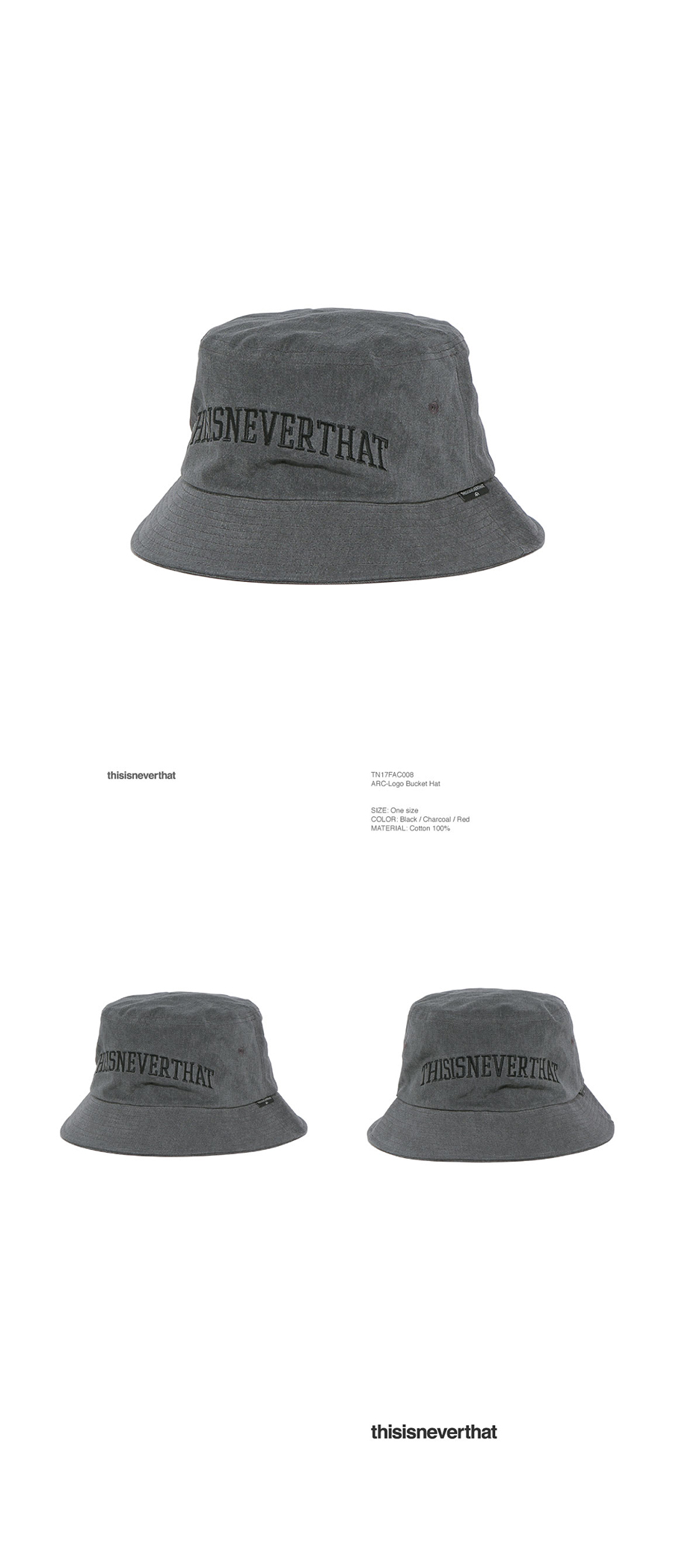 디스이즈네버댓(THISISNEVERTHAT) ARC-Logo Bucket Hat Charcoal
