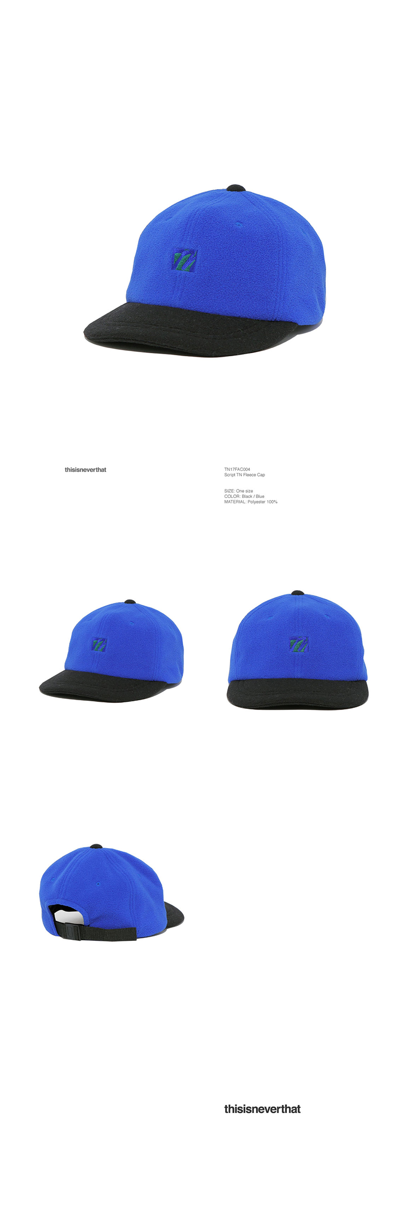 디스이즈네버댓(THISISNEVERTHAT) Script TN Fleece Cap Blue
