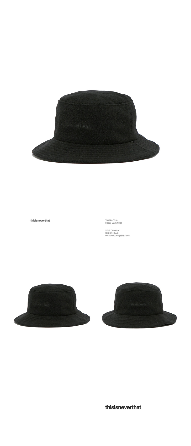 디스이즈네버댓(THISISNEVERTHAT) Fleece Bucket Hat Black