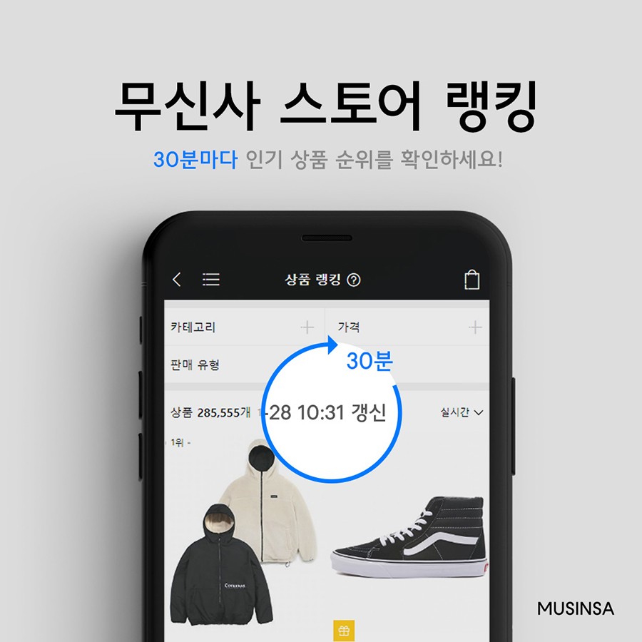 더욱 빠르고 정확해졌다! 무신사 스토어 실시간 랭킹 기능 업그레이드 더욱 빠르고 정확해졌다! 무신사 스토어 실시간 랭킹 기능 업그레이드