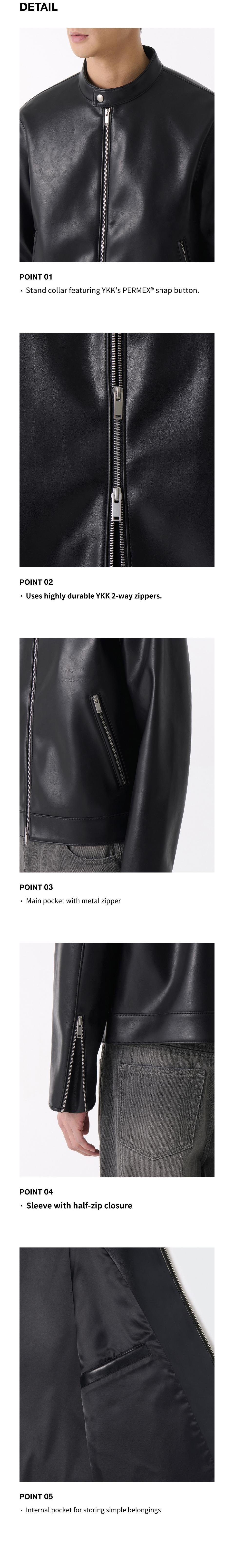 MUSINSA | MUSINSA STANDARD Synthetic Leather Cafe Racer Jacket [Black]