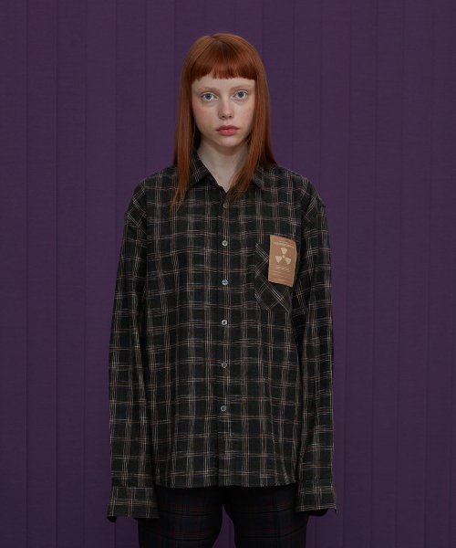 어널로이드(UNALLOYED) 심볼 체크 셔츠 / 카키 - 58,900원 | 무신사 스토어