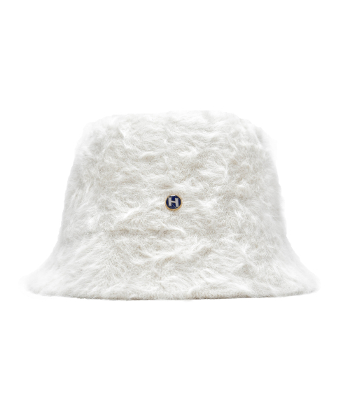 H fur bucket hat_ivory
