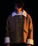 씨오엠이_[UNISEX] Faux Shearling-Lined Wool-Blend Coat (Brown)