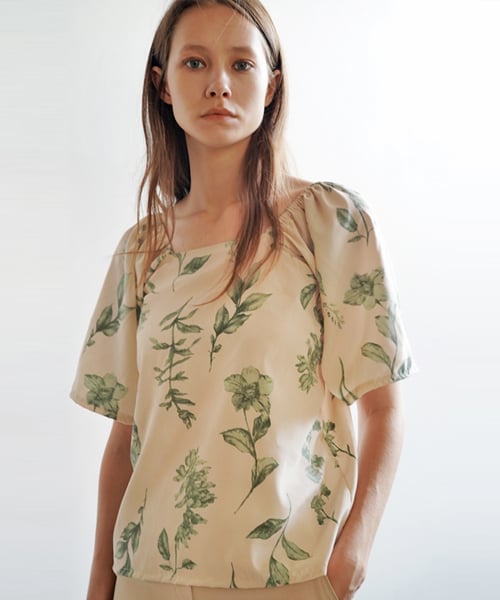 그린 플라워 오프숄더 [Green Flower Off Shoulder]