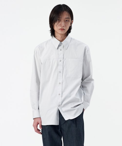 [BLACK LABEL] STITCHED POCKET SHIRT LIGHT GREY