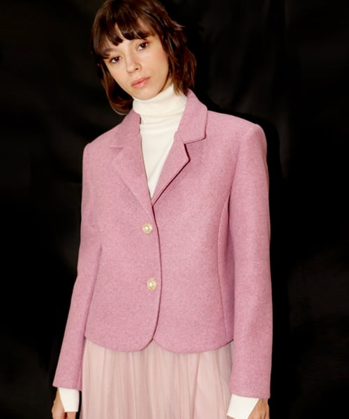 울 크롭 핑크 자켓 _ Wool Crop Pink JK