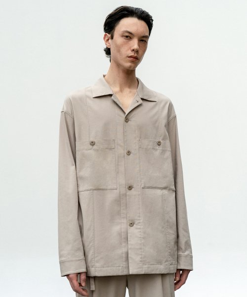 BIG POKET LINEN JACKET BEIGE