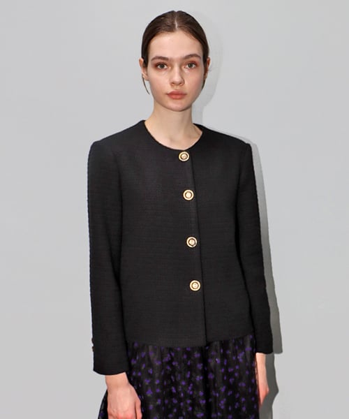 쟈가드 라운드넥 블랙 자켓_ Jacquard Round neck Black JK