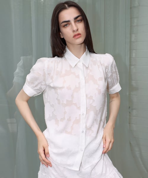 클라우드 셔링 화이트 블라우스_ Cloud Shirring WH BL