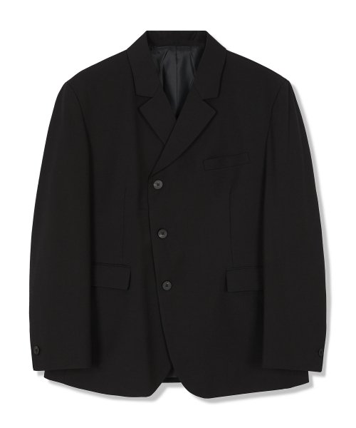 Wool Balanced Semi-over Blazer Black